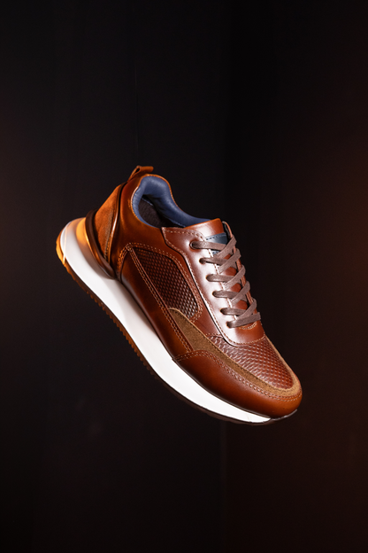 TENIS PARA HOMBRE EN CUERO MIEL  REF: VERONA 3205