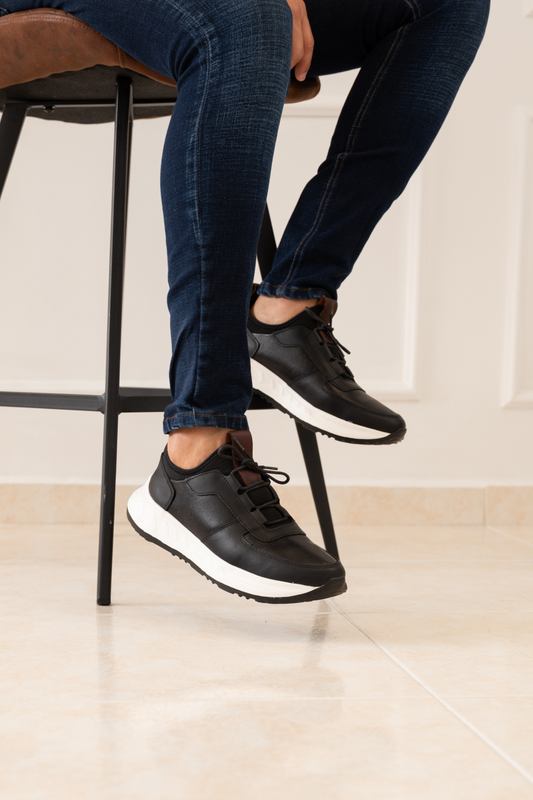 TENIS PARA HOMBRE EN CUERO NEGRO | REF: DAVID 355