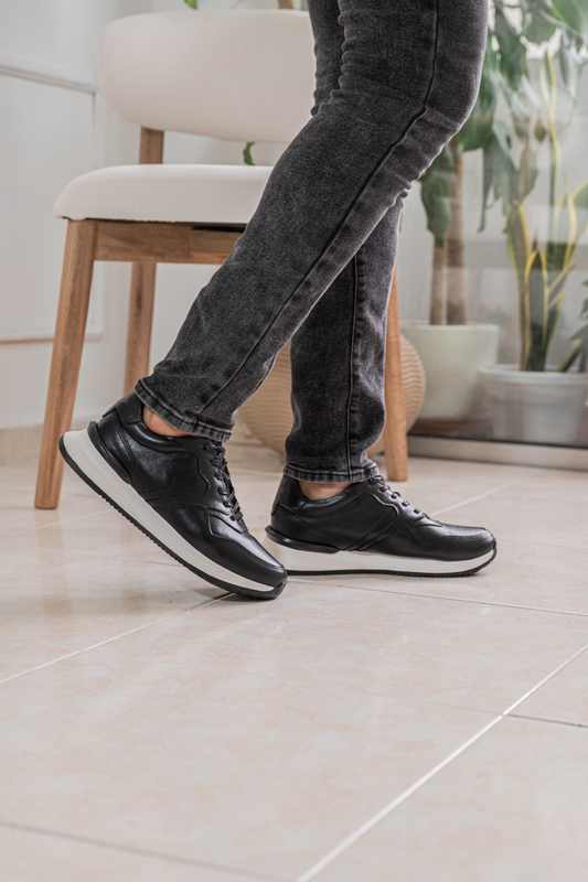 TENIS CUERO NEGRO PARA HOMBRE REF: 3211 VENECIA