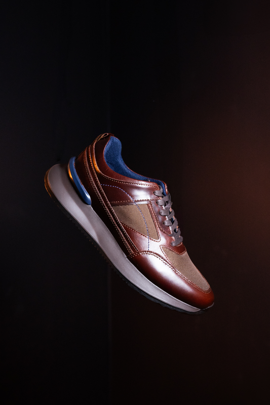 TENIS PARA HOMBRE EN CUERO COLOR MARRON X MALLA | REF: PALERMO 6414