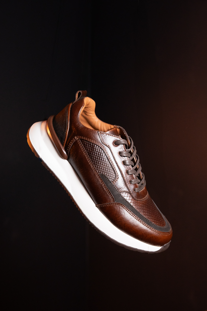 TENIS PARA HOMBRE EN CUERO CAFÉ REF: VERONA 3205