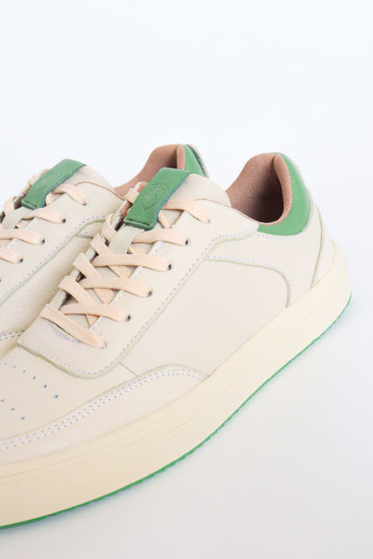 TENIS MARCO DE CUERO PARA HOMBRE BLANCO X VERDE / REF: CLCK 2012