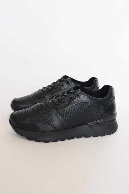 TENIS REAGAN EN CUERO NEGRO PARA HOMBRE / 517 -TON