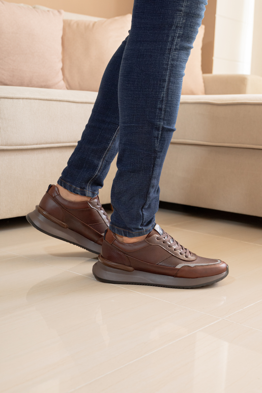 TENIS PARA HOMBRE EN CUERO CAFE REF: SEVILLA 6480