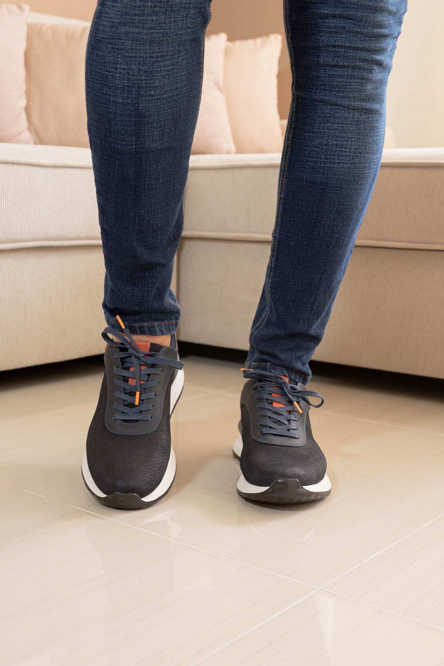 TENIS PARA HOMBRE EN CUERO AZUL X CAFE REF: HANNOVER