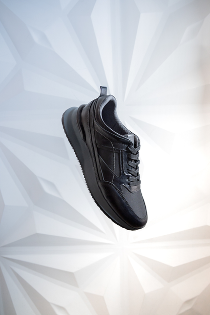 TENIS PARA HOMBRE EN CUERO COLOR NEGRO X MALLA | REF: PALERMO 6414