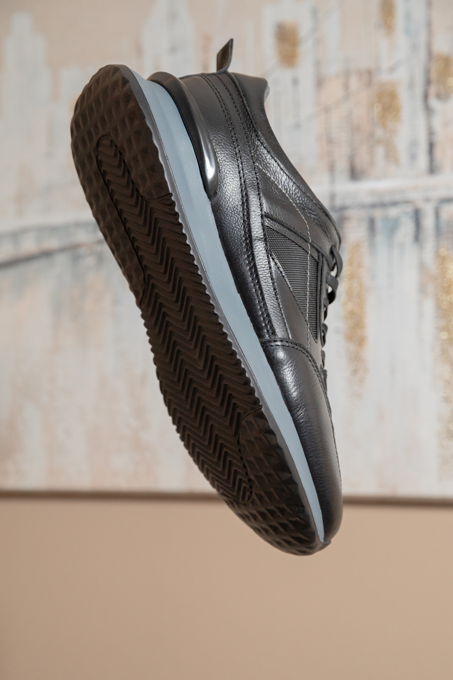 TENIS PARA HOMBRE EN CUERO COLOR NEGRO X MALLA | REF: PALERMO 6414