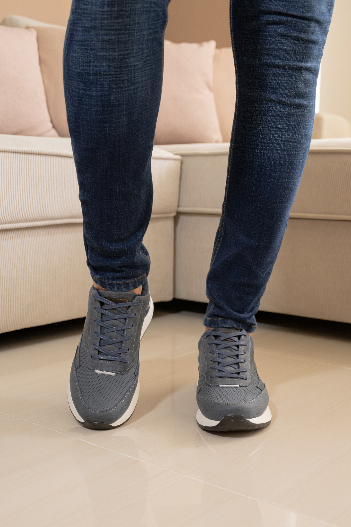 TENIS EN CUERO PARA HOMBRE COLOR AZUL REF: 3223 CATANIA