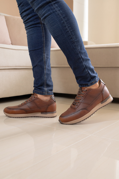 TENIS PARA HOMBRE EN CUERO MIEL REF: PONCE b-92