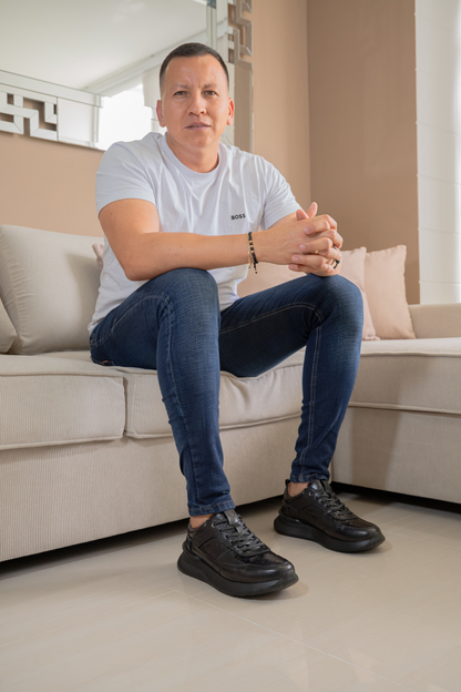 TENIS PARA HOMBRE EN CUERO NEGRO REF: PORTOBELLO