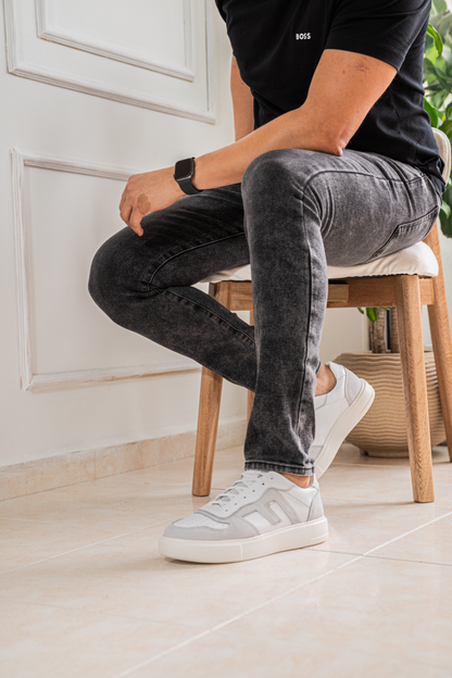 TENIS EN CUERO PARA HOMBRE COLOR BLANCO X GRIS REF: 616 PARMA
