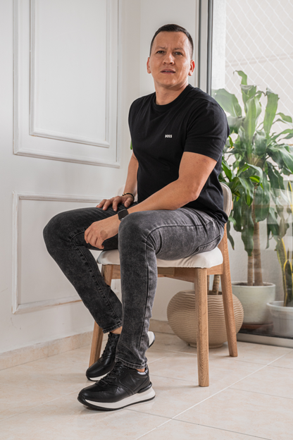 TENIS CUERO NEGRO PARA HOMBRE REF: 3211 VENECIA