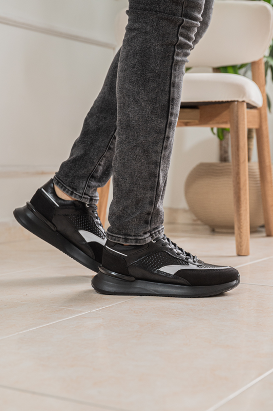 TENIS EN CUERO PARA HOMBRE NEGRO REF: C22 QATAR
