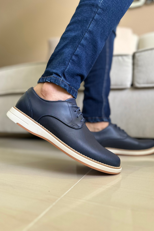 ZAPATO PARA HOMBRE EN CUERO AZUL REF: SANTIAGO