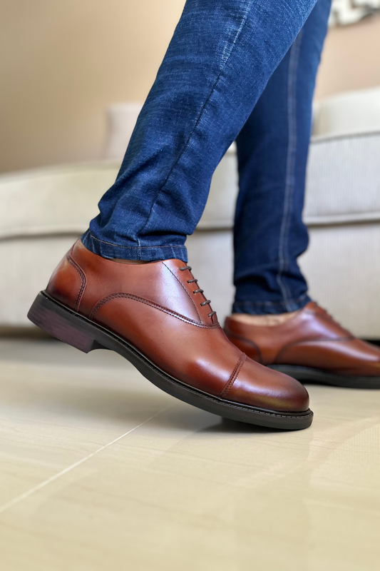 ZAPATOS PARA HOMBRE EN CUERO COÑAC REF: MARSELLA