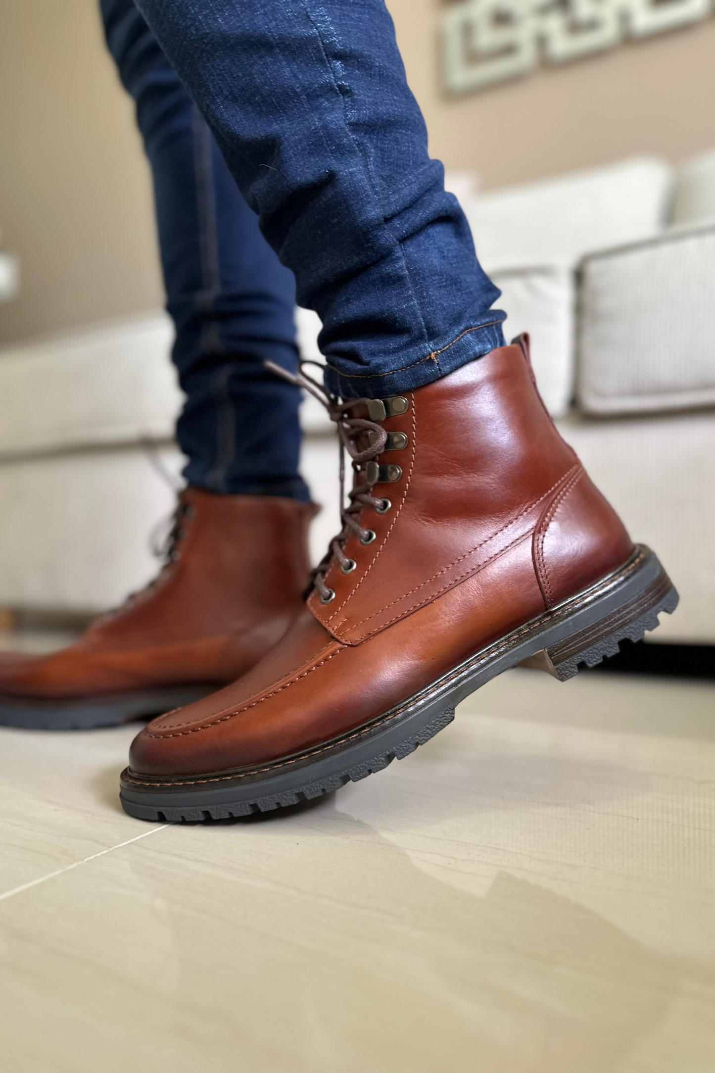 BOTAS PARA HOMBRE EN CUERO COÑAC REF: LIVERPOOL