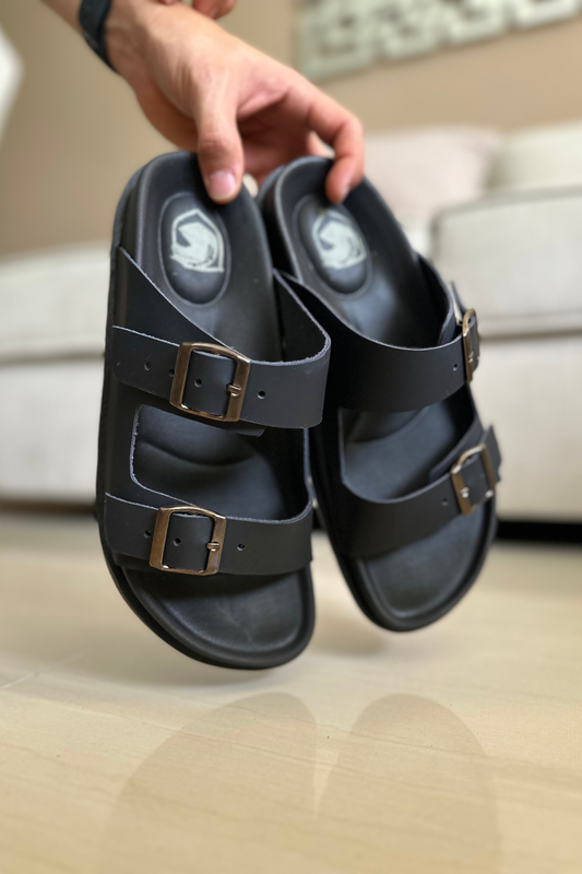 SANDALIA EN CUERO PARA HOMBRE COLOR NEGRO REF: 58 EVORA