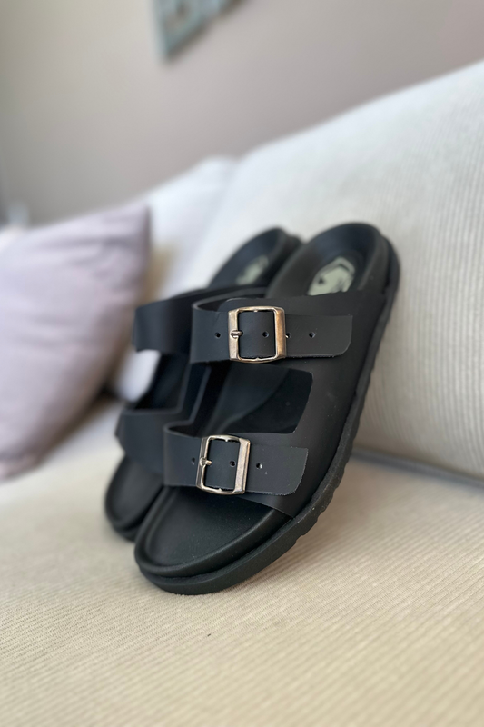 SANDALIA EN CUERO PARA HOMBRE COLOR NEGRO REF: 55 FARID