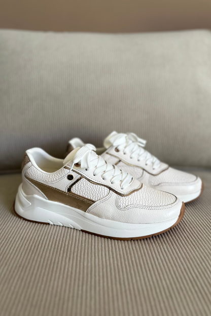 SNEAKER PARA DAMA EN CUERO BLANCO REF: DOHA