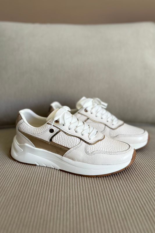SNEAKER PARA DAMA EN CUERO BLANCO REF: DOHA