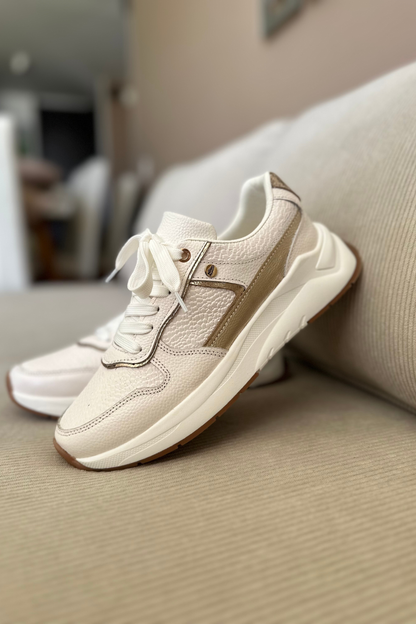 SNEAKER PARA DAMA EN CUERO BLANCO REF: DOHA