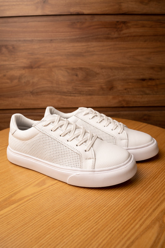 TENIS DOMINIC EN CUERO BLANCO PARA HOMBRE / REF: 602