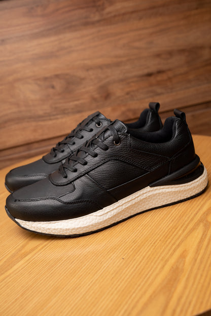 TENIS MATEO EN CUERO NEGRO PARA HOMBRE / CLCK