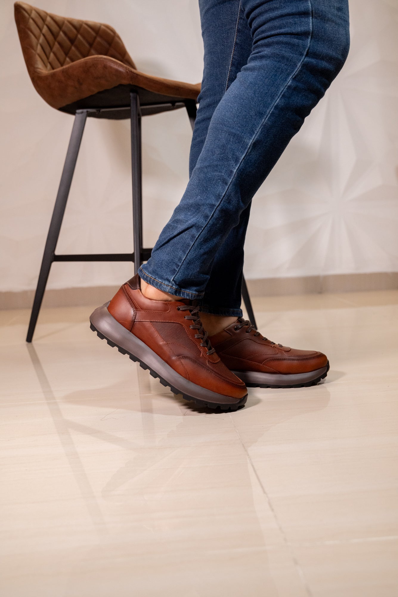 TENIS EN CUERO PARA HOMBRE COLOR COÑAC | REF: BRESCIA C22