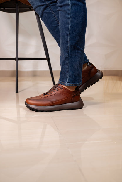 TENIS EN CUERO PARA HOMBRE COLOR COÑAC | REF: BRESCIA C22