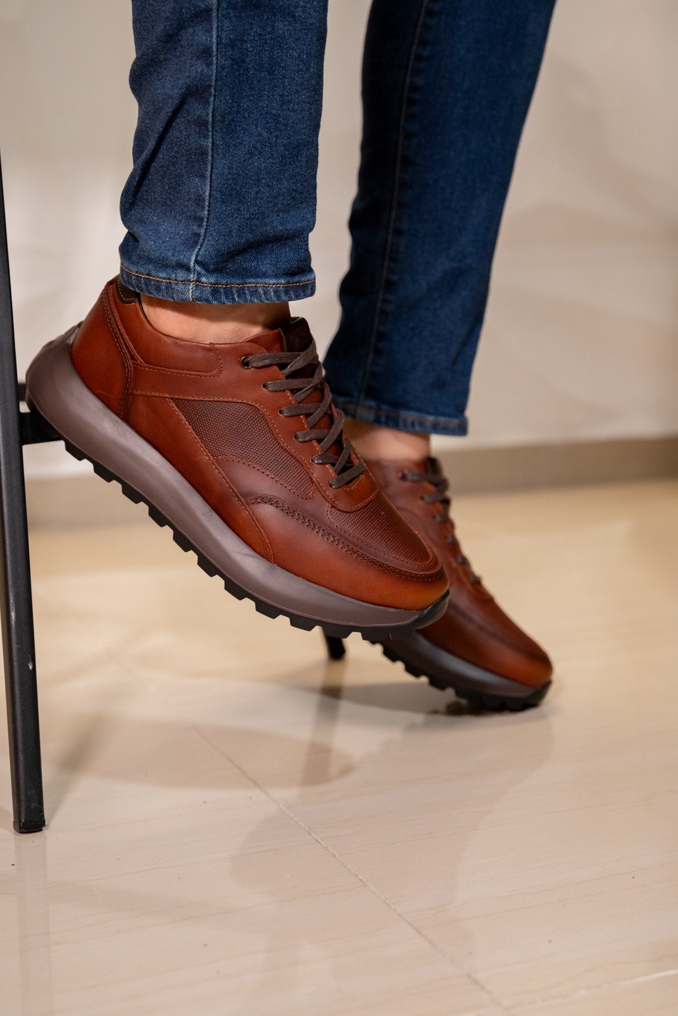 TENIS EN CUERO PARA HOMBRE COLOR COÑAC | REF: BRESCIA C22