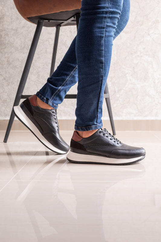TENIS PARA HOMBRE EN CUERO NEGRO | REF: BRISTOL T-15