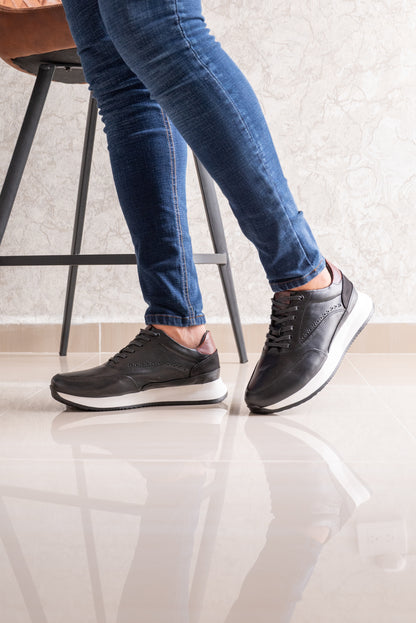 TENIS PARA HOMBRE EN CUERO NEGRO | REF: BRISTOL T-15