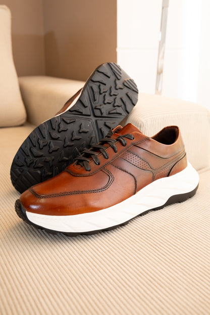 TENIS PARA HOMBRE EN CUERO COÑAC | REF: MAKU