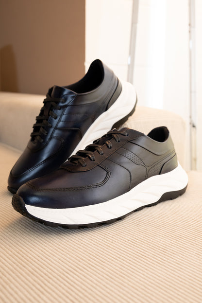 TENIS PARA HOMBRE EN CUERO AZUL | REF: MAKU