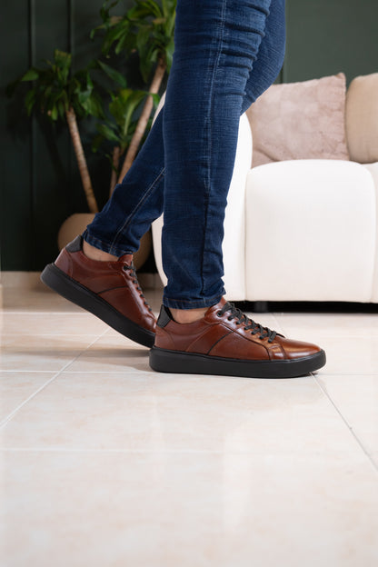 TENIS PARA HOMBRE EN CUERO COÑAC REF: SIDNEY 3220