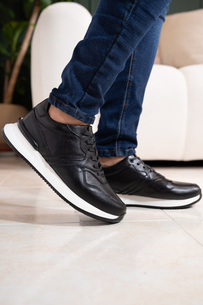 TENIS CUERO NEGRO PARA HOMBRE REF: D-19 VENECIA