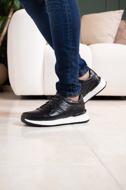 TENIS CUERO NEGRO PARA HOMBRE REF: D-19 VENECIA