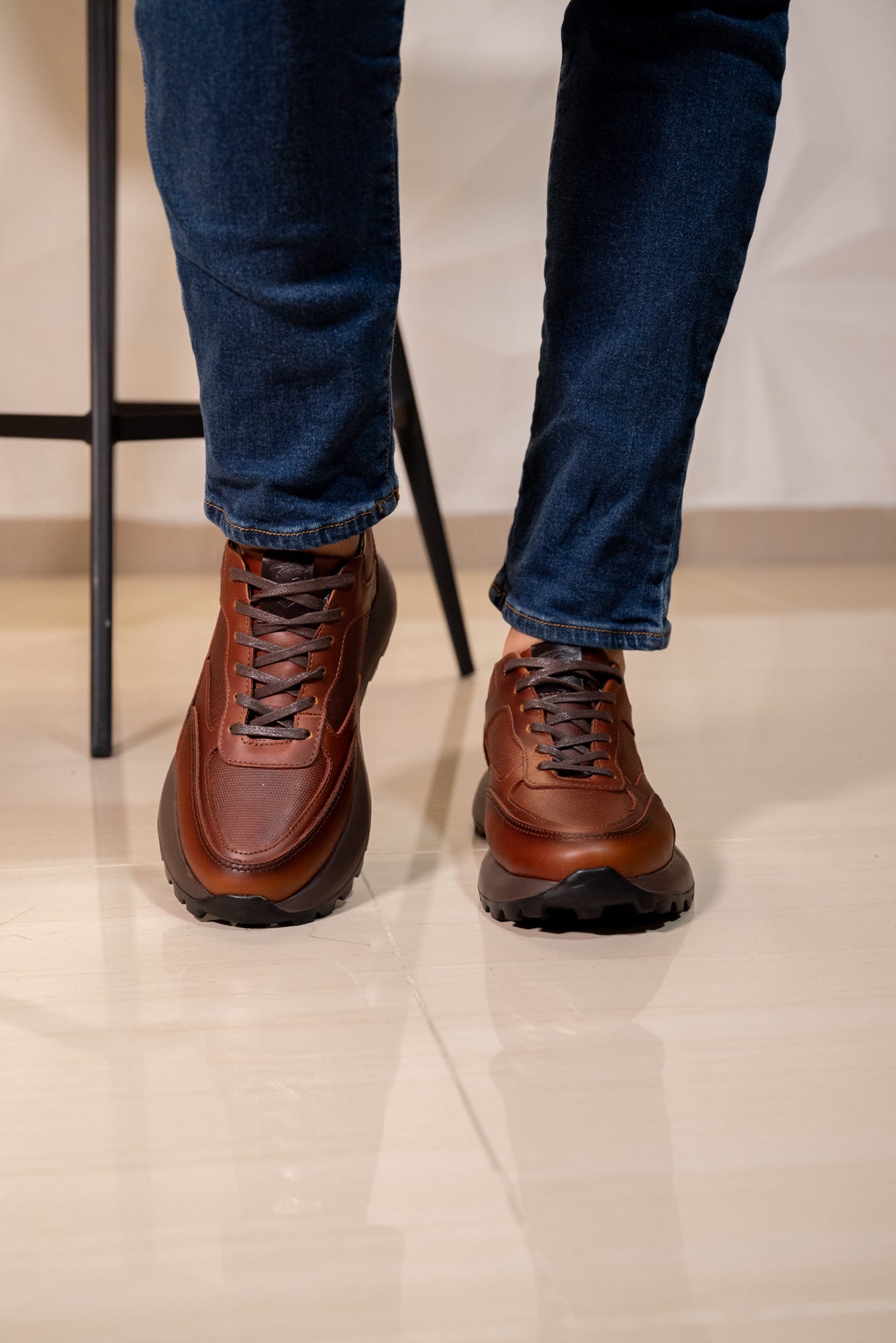 TENIS EN CUERO PARA HOMBRE COLOR COÑAC | REF: BRESCIA C22