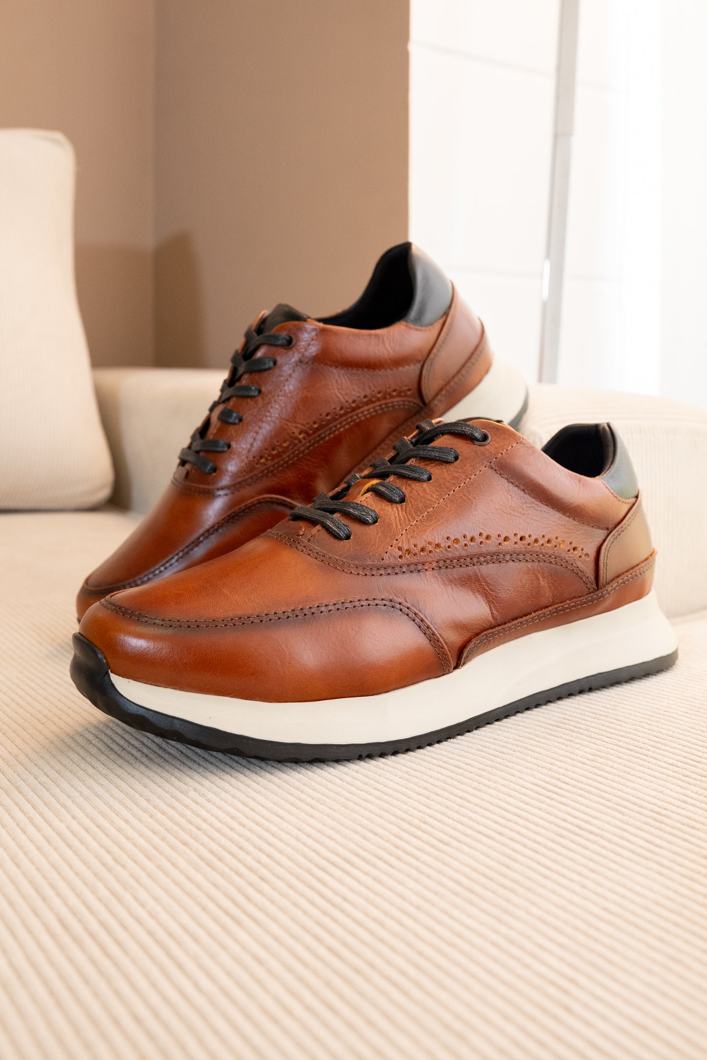 TENIS PARA HOMBRE EN CUERO COÑAC | REF: BRISTOL T-15