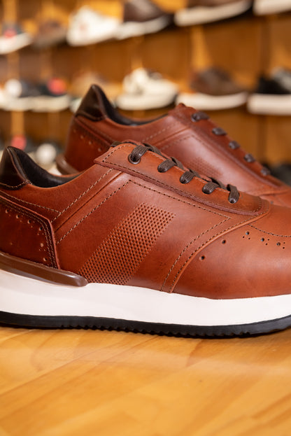 TENIS EN CUERO PARA HOMBRE COLOR MIEL DIFUMINADO REF: D 16 AMSTERDAM