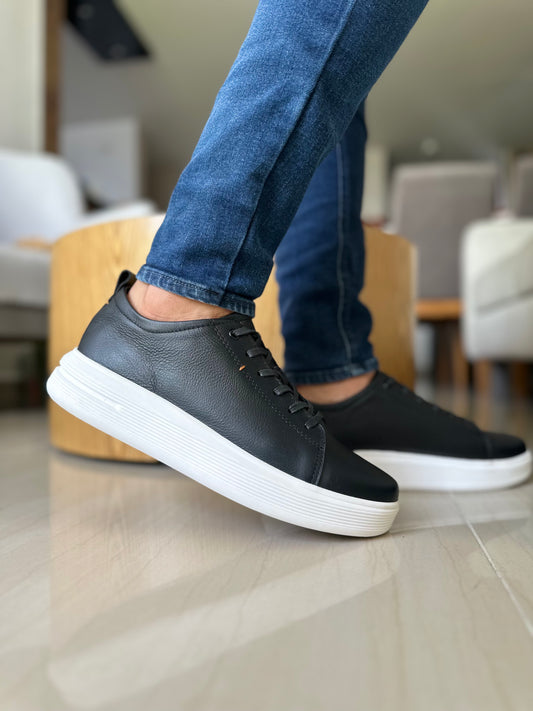 TENIS QUEVEDO EN CUERO NEGRO PARA HOMBRE / TOÑ: B-85