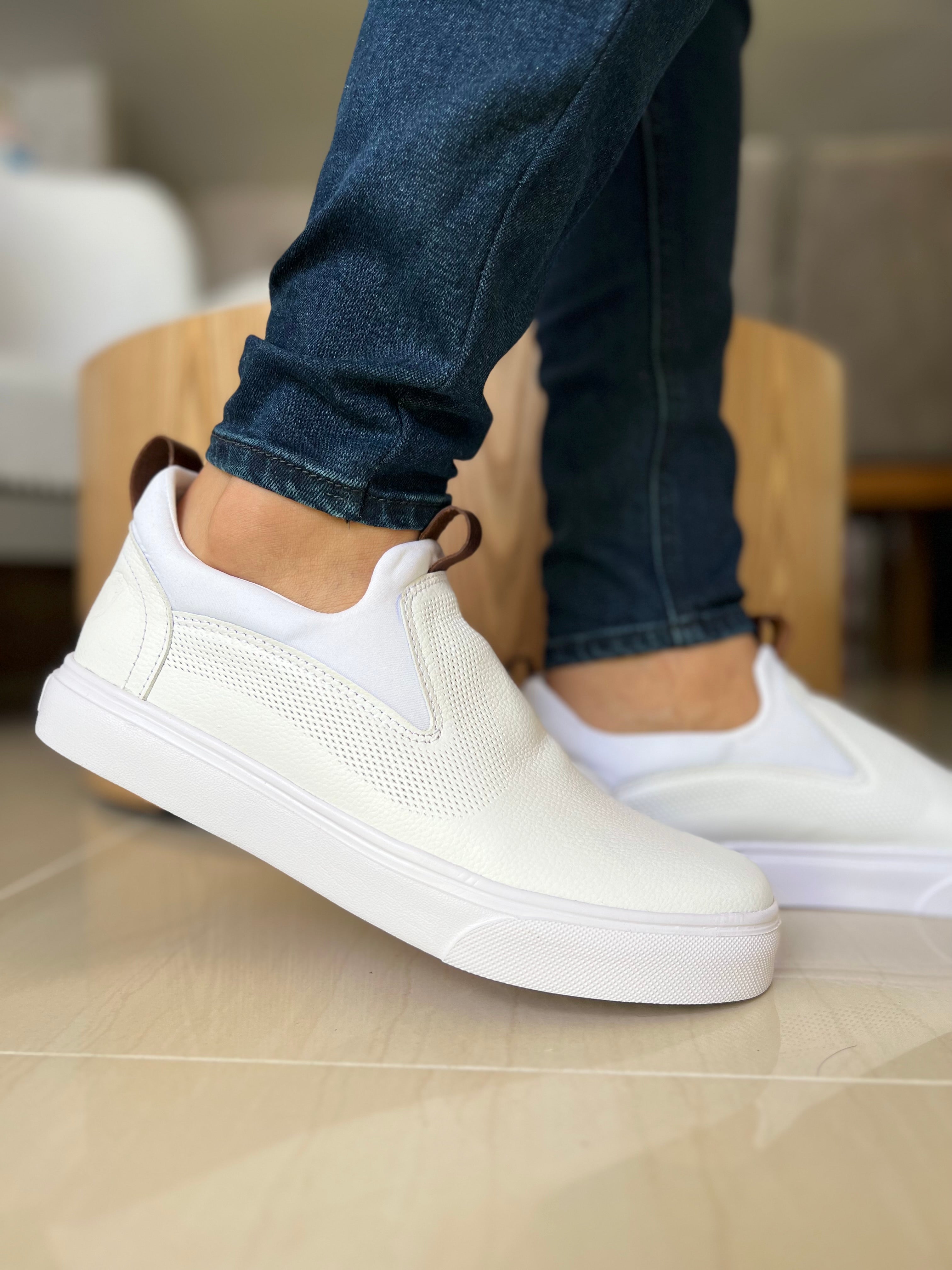 Tenis blancos piel online hombre