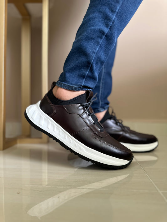 TENIS PARA HOMBRE EN CUERO MARRON | REF: DAVID 355