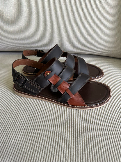 SANDALIA PARA HOMBRE EN CUERO MARRON X MIEL | REF: JOSE 022