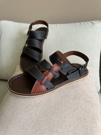 SANDALIA PARA HOMBRE EN CUERO MARRON X MIEL | REF: JOSE 022