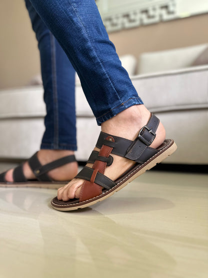 SANDALIA PARA HOMBRE EN CUERO MARRON X MIEL | REF: JOSE 022