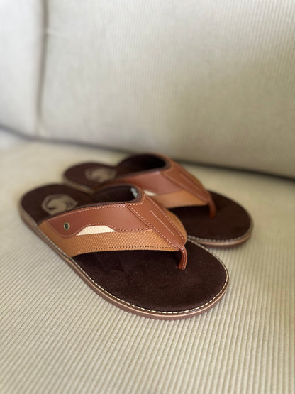 SANDALIA 3 PUNTADAS PARA HOMBRE EN CUERO MIELX CREMA  | REF:  MILAN 425