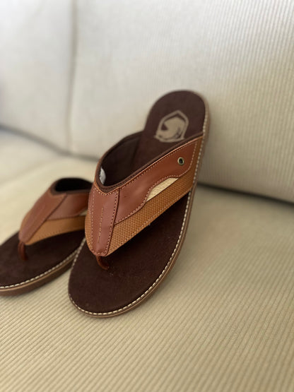 SANDALIA 3 PUNTADAS PARA HOMBRE EN CUERO MIELX CREMA  | REF:  MILAN 425