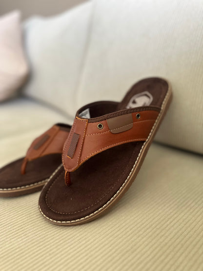 SANDALIA 3 PUNTADAS PARA HOMBRE EN CUERO MIEL C CAFE  | REF:  MILAN
