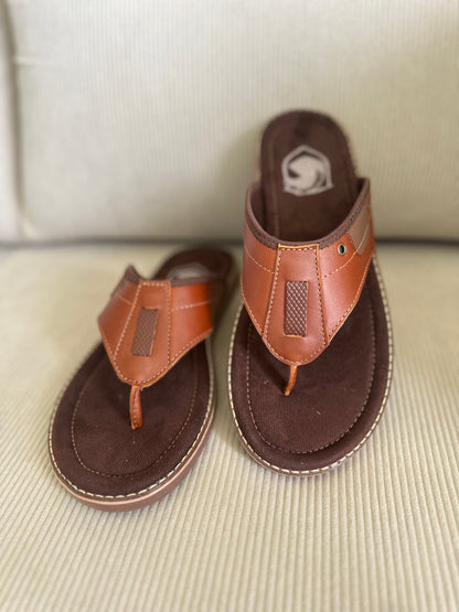 SANDALIA 3 PUNTADAS PARA HOMBRE EN CUERO MIEL C CAFE  | REF:  MILAN